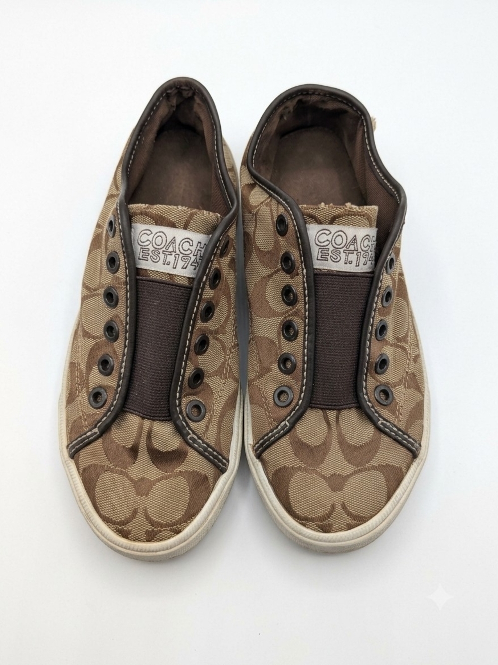 Coach Poppy Size 6 1/2 Women's Canvas Slip-On Sneakera